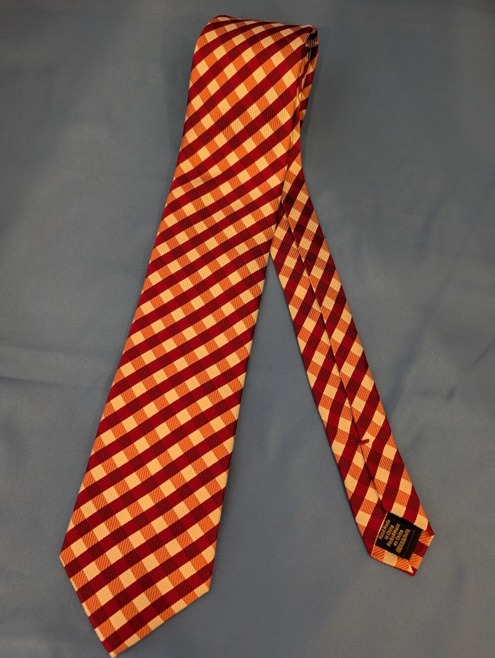 Donald J. Trump Signature Collection Men's Silk Tie Red White Check Logo